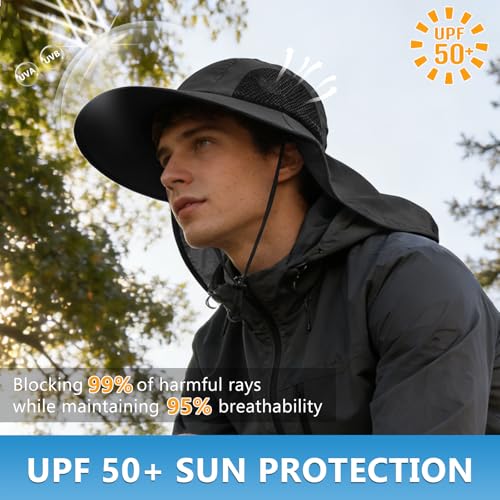 Image of Sun Hat for Men Women with Neck Flap,UPF 50+ UV Protection Fishing Hat