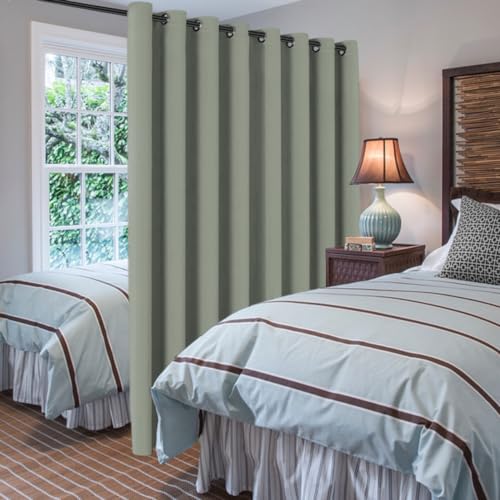 Image of H.VERSAILTEX Blackout Patio Curtains 100 x 96 Inches for Sliding Door Extral Wide Blackout Curtain Panels Thermal Insulated Room Divider - Grommet Top, 8' Tall by 8.5' Wide - Sea Grass