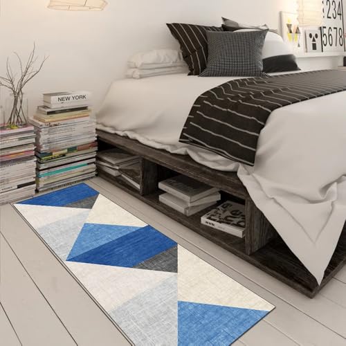 Alfombra azul lavable que no se mueve de su sitio para pasillos estrechos 3