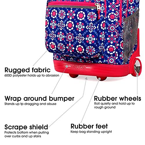 Image of J World Sundance Laptop Rolling Backpack for Girls Boys. Roller Bookbag with Wheels, 20 Inch, Trinket
