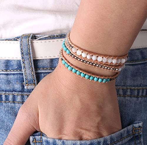 Kelitch New Star Turquoise Bracelets Love Silver Beads 3 Wrap Bracelet Women Shell Pearl Bracelets #TOP5