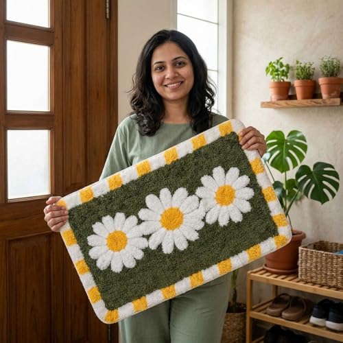 Image of Dream Weaverz 2000 GSM Super Soft Microfiber Bath Mat 40x60 cm | Ultra Absorbent Anti-Skid Quick Dry Bathroom Rug | Floor Mat for Bathroom, Bedroom, Kitchen, Home | Cute Design Bathmat
