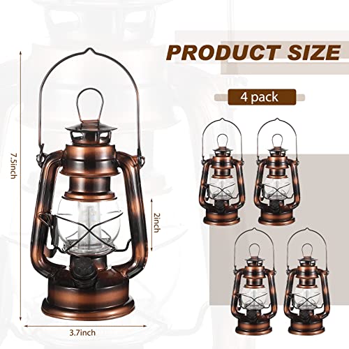 Image of Hortsun 4 Pieces 8 Inch Vintage LED Hurricane Hanging Lantern