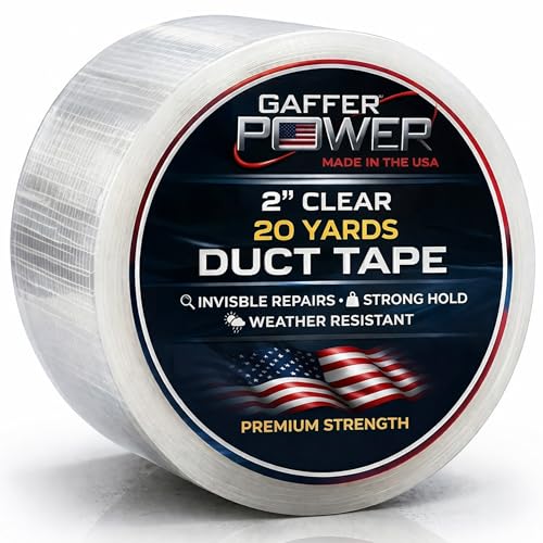 Gaffer Power Clear Repair Tape 2” x 20 Yards – Transparent Waterproof Duct Tape for Discreet Repairs, Sealing & Patching – Heavy Duty, Weather Resistant