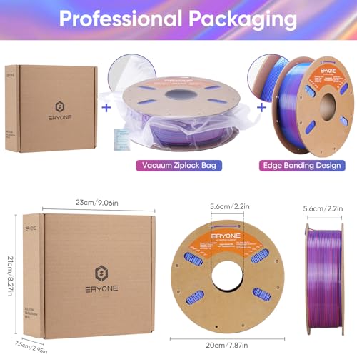 Image of ERYONE Silk Filament PLA+ 1.75mm Shiny 3D Printer Filament, Multicolor PLA 4 in 1, 1kg (2.2LBS) /Spool, HS Silk Quadruple Color Electrical Night(Neon Purple & Bright Blue & Neon Pink & Neon Yellow)