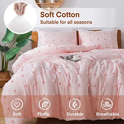 Paxrac Pink Twin/Twin Xl Comforter Set (68X90 Inches), 2 Pieces- Soft Cotton Lightweight Blush Comforter With 1 Pillowcase, Chenille Dots All Season Down Alternative Comforter Set For Bedding thumb #3
