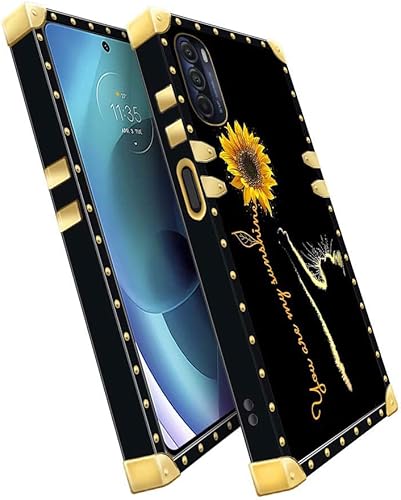 Miniatura 5 de DAIZAG Funda para Motorola Moto G 5G 2022, decoración dorada de girasol, funda protectora suave y delgada, antiarañazos