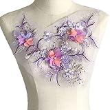 Liveish Flower Fabric Beaded Lace Applique, Embroidered Flower Fabric Patch for Dresses, Bridal Dres