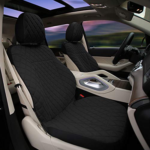 Tlh Prestige 79 Diamond Stitch Black Neosupreme Car Seat Cushions, Two Pack Seat Covers For Cars Trucks Suv, Water Resistant Car Seat Cushion, Interior Accessories, Universal Fit Car Seat Protector #TOP1