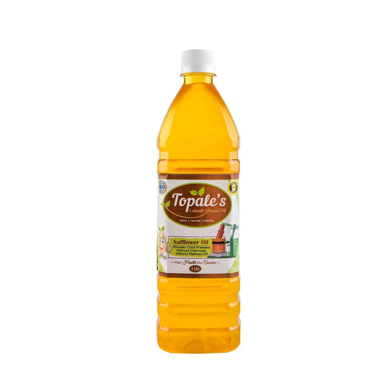 Topale's Cold Pressed Safflower Oil 1 Litre | Wood Pressed Lakdi Ghana Kusuma Oil | Pure Kacchi Kolhu Ghani Kardai Oil | Rich in Omega-6 | Cooking Oil for Frying, Roasting & Baking (Pack of 1)