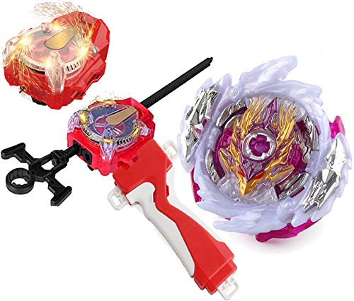 Bey Battle Burst Blade Evolution B-168 Booster Rage Longinus.Ds'3A Red Sparking Left & Right Launcher Handle Starter Set Gaming Battling Top Turbo GT God Bay Lr Bey launcher Spinning Toy Gift for Boys