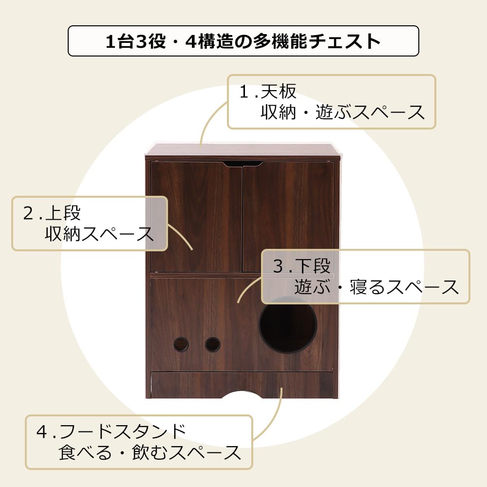 Amazon | ヤマソロ チェスト フードスタンド付き 収納 猫 犬