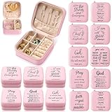 Ecally 10 Pack Christian Gifts for Women Mini Travel Jewelry Case Small Jewelry Box Christmas Gifts Inspirational Jewelry Box Bulk Bible Jewelry Organizer Religious Gifts for Women Girls Mom