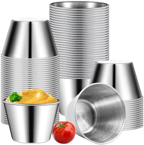 Stainless Steel Sauce Cups,50 Pcs 2.2 oz/65 ml Dipping Sauce Cups...