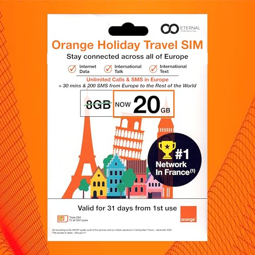 Preloaded Orange Travel Sim Card Now with 20GB of...