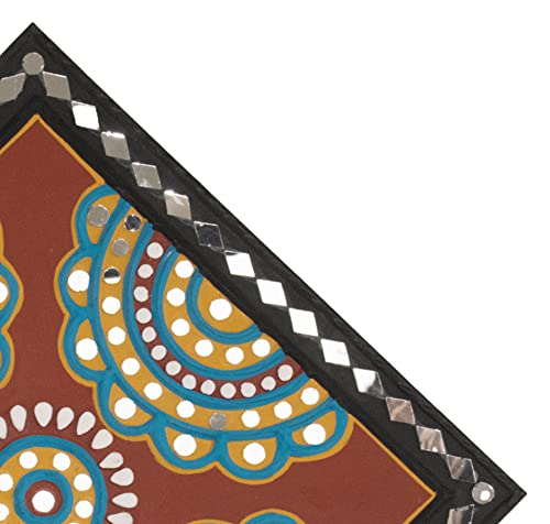 Image of Ethnics of Kutch Traditional Kutch Handicraft Mud-Mirrorwork Lippan Kam Wall Art (Water and Break Resistant) - Square (12 inch x 12 inch) - (Black - LKT-0217)