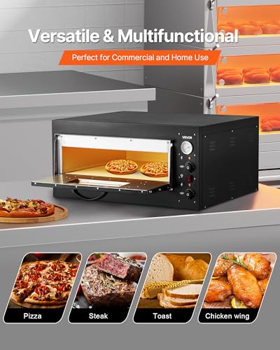 Image of VEVOR Pizza Oven Electric, 24 inch Commercial Countertop Pizza Oven, 842F Max Temp, 4200W Indoor Pizza Maker with Thermometer, Dual Temp Control Knob, Even Heat Pizza Cooker for Restaurant and Home Use