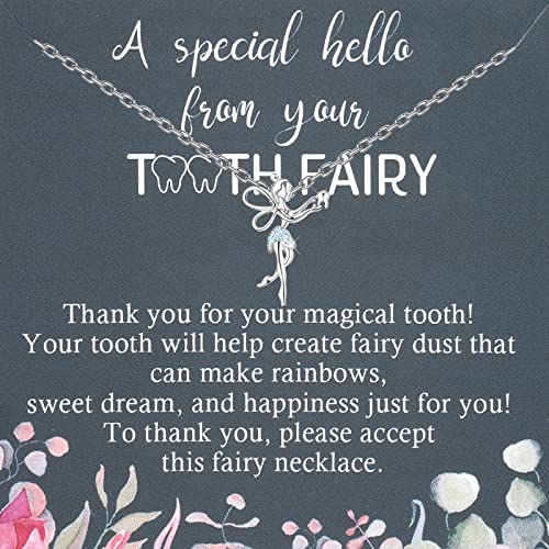 PLITI Tooth Fairy Necklace Dental Assistant Jewelry Fairy Wings Birthstone Necklace Daughter Birthday Gift