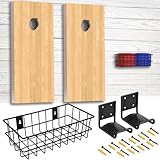 JOZDAUP Cornhole Boards Holder Set, 2 Pack Hooks for Hanging Cornhole Board and Cornhole Sandbags, Cornhole Board Games Holder Storage, with Wall Mount&Screws, Cornhole Board Games Holder Accessories