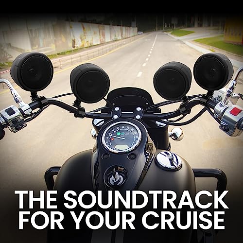 Image of BOSS Audio Systems MCBK475BA 3 Inch Motorcycle Speakers - Built-in Amplifier, Bluetooth (stream right from your phone), Weatherproof, Volume Control, ATV UTV Compatible