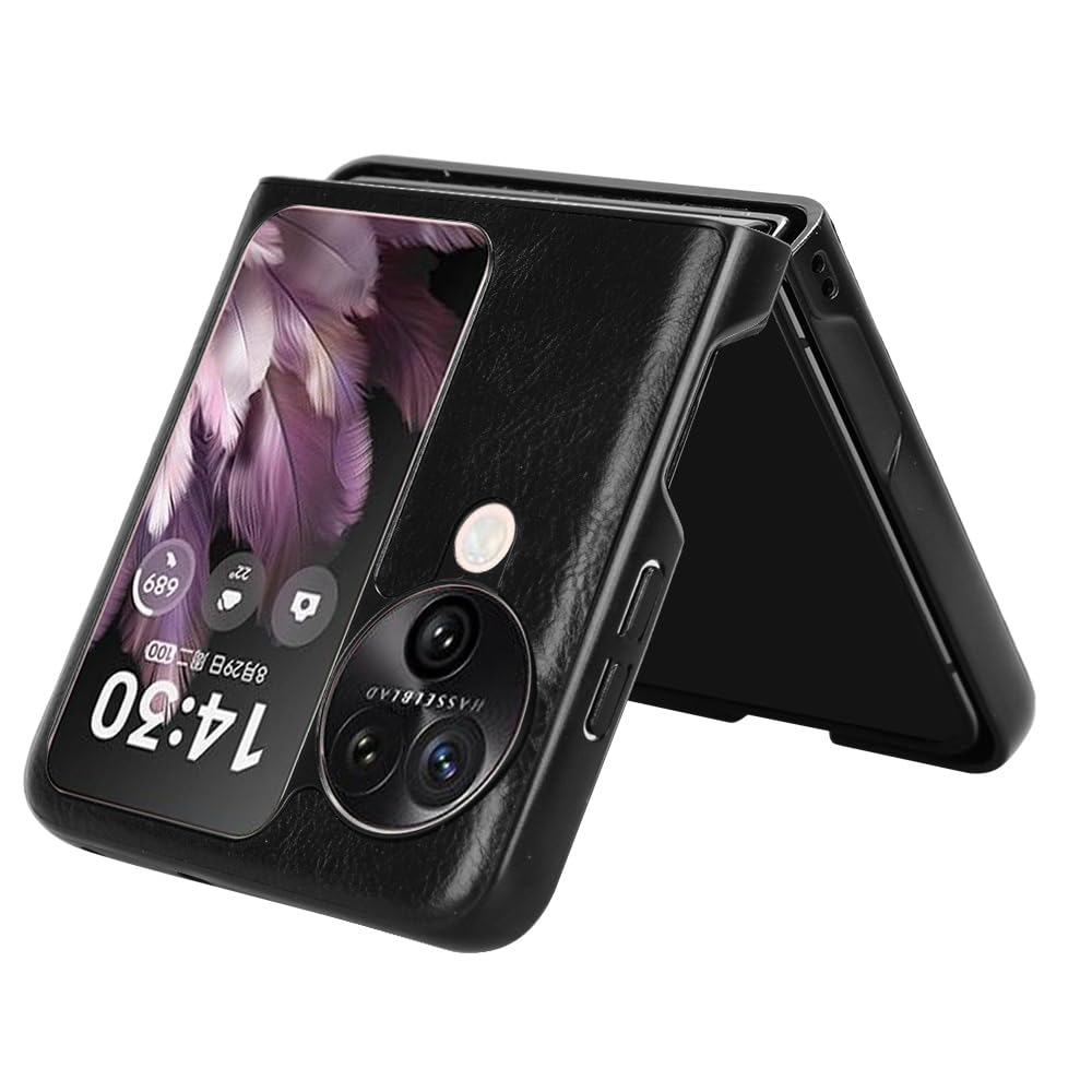 EasyShow Custodia Per Oppo Find N3 Flip - Pelle PU + TPU, Ricarica Wireless, Cover Sottile Con Ritagli Precisi (Nera/Bianca) - 4