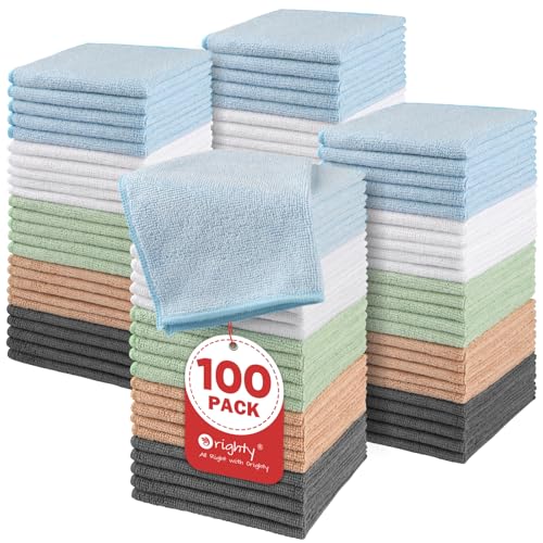 Image of Orighty Washcloths Bulk, 100 Pack Highly Absorbent & Soft Feel Microfiber Face Towels, Multi-Purpose Wash Cloths & Hand Towels for Bathroom, Hotel, Spa, and Gym, 12x12 Inch, Multicolor