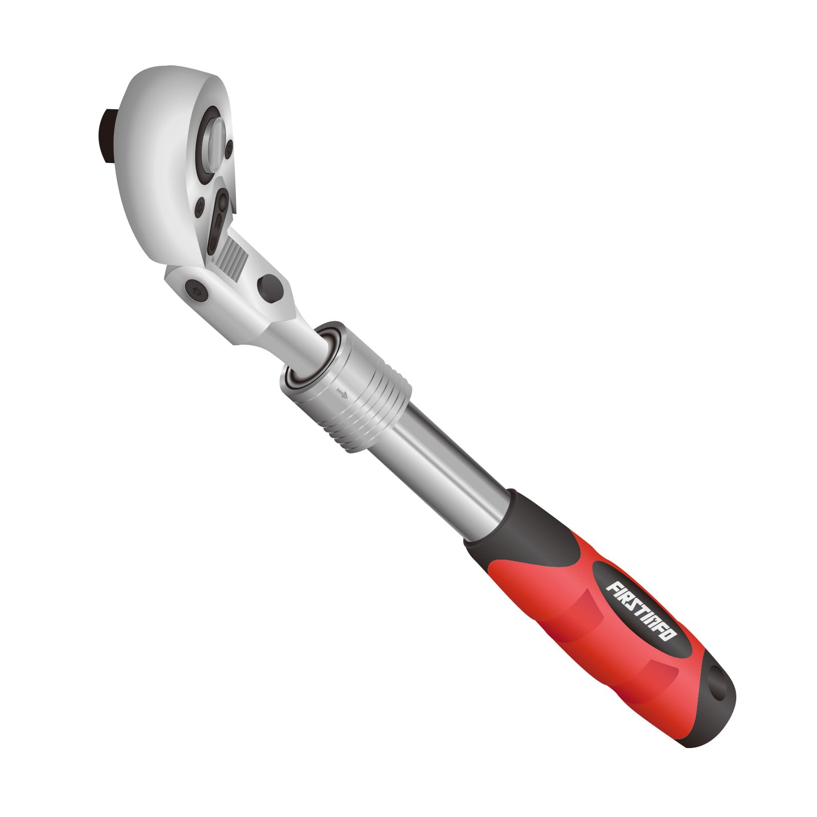 FIRSTINFO F3222NC 3/8-Inch Drive Locking & Flexible Extendable Ratchet Wrench Reversible, Soft-Grip with 72-Tooth Geared Action (Length: 10.2 to 14.1