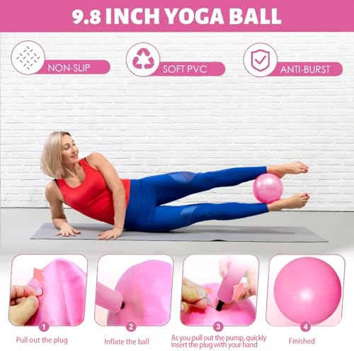 Pilates Kit for Home Workouts, Pilates Essential Kit 12-Piece -Home Pilates Workout Kit for Women with 12.6”Magic Circle, 9.8” Yoga Ball & 6 Resistance Bands for Stretching at Home Gym & Studio - image 3
