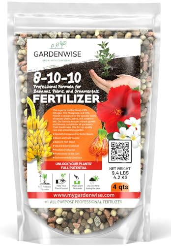 Image of GARDENWISE Elite 8-10-10 Professional Fertilizer for Banana, Flowering, and Fruit Trees, Ornamentals - Boosts Flowering & Fruiting - for Indoor & Outdoor Plants (4 QUARTS)