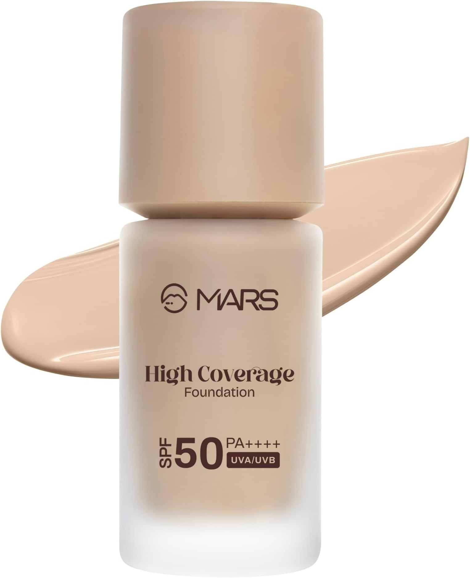 MARS SPF50 PA++++ High Coverage Foundation (40ml) | Blemish Free & Blendable Makeup | All Skin Type | IN-VIVO Tested with 5 Star UVA+UVB Protection Boots Rating (SHADE-04)