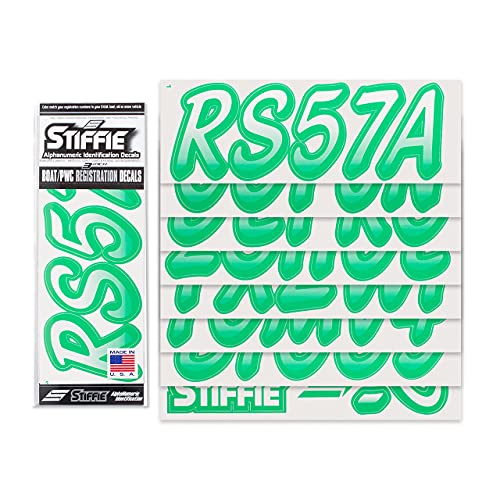 Image of STIFFIE Whipline White /Teal 3 inch Boat & PWC Registration Decals • Numbers Letters Stickers