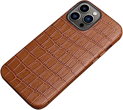 Coque en cuir véritable iPhone 14 Pro Max GUMMMY élégante marron