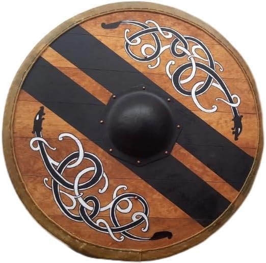 Scudo rotondo in legno grezzo con bordo marrone in legno rotondo design scudo natalizio 61 cm, come mostrato in foto, medio