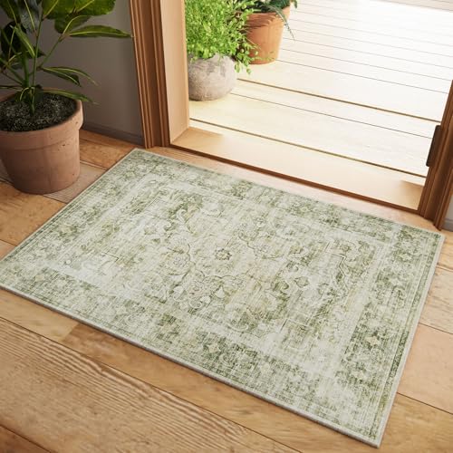 Washable Entryway Small Area Rugs: 2'x3' Boho Rug Non Slip Door Mat Indoor Entrance Stain Resistance Low Pile Throw Rugs for Inside Front Door Floor Bedroom Bedside Kitchen Nursery Dorm Room Entry