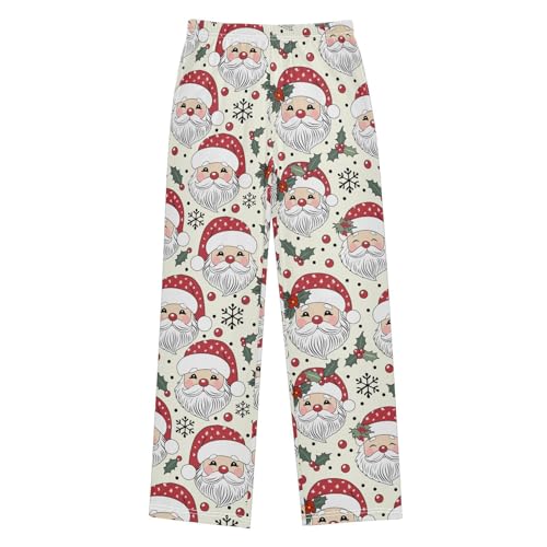 Boys' Pants Santa Claus Snow Christmas Long Bottoms Jogger Pants Elastic Waist Trousers with Pockets S-XL