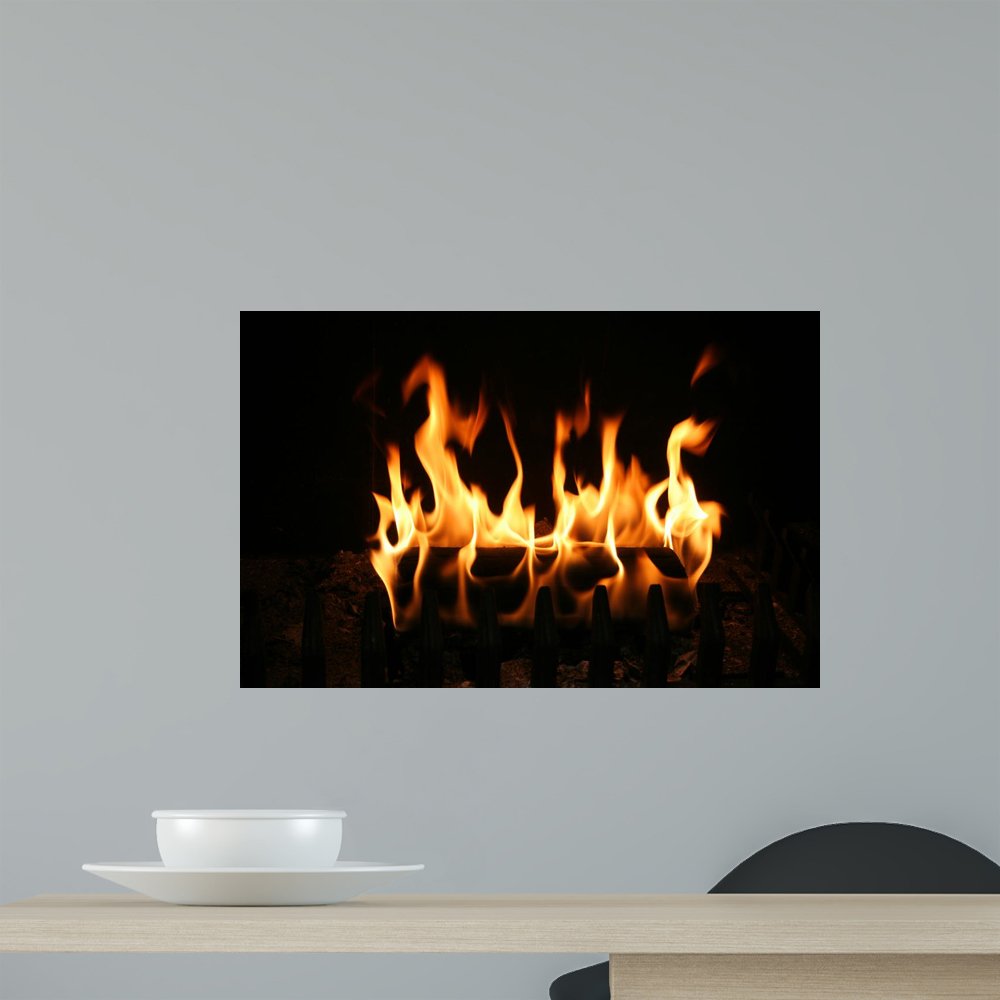 WallmonkeysBurning Log Wall Decal Peel and Stick Graphic WM270387 (18 in W x 12 in H)