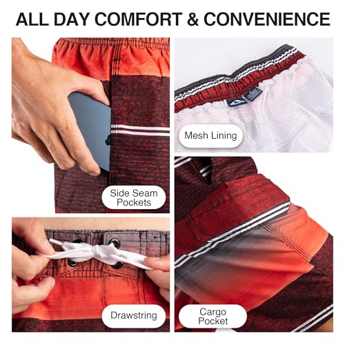 Image of Kanu Surf Men's Big Viper Extended Size Stripe Swim Trunk