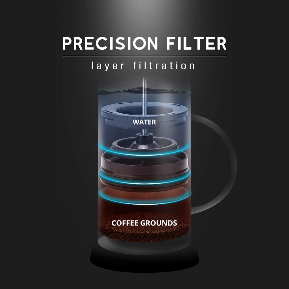 LIDS Cafetera French Press Cafetera, Olla De Prensa De Café De Vidrio De Borosilicato, Tetera O Cafetera Espesa Resistente Al Calor Cafetera con Filtro Incorporado para Hogar Oficina (1000ml)