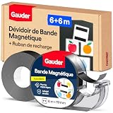 GAUDER Bande Magnétique avec Distributeur - Ruban Magnétique Autocollant pour Objets Léger...