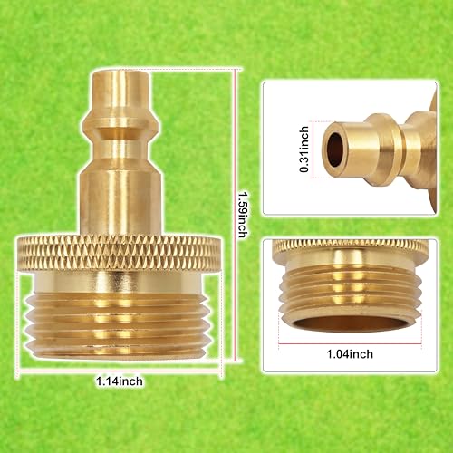 Image of Garden Hose Quick Connect, 3 /4 Inch GHT Thread Hose Quick Connect,Water Pipe Connect Plug Adapter for RV, Boat, Motorhome and Travel Trailer Faucet Fitting, Brass