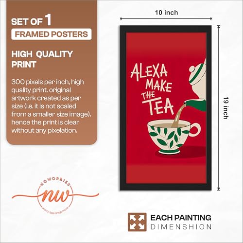 Image of NoWorries Wall art framed painting food posters for cafe decor (Synthetic wood frame) inch300 GSM premium art HD prints inch Wall painting for Home & Kitchen Decor (Pattern illustration)( Set of 1, Framed Painting) (BLACK, ART-6, 10X19INCHES)
