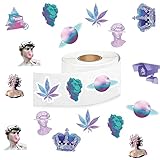 Vaporwave Stickers (500 pcs), 10 Sheets Graphic Vintage Aesthetics Decal Roll Self Adhesive Seals for Birthday Party Decorations Water Bottle Laptop Scrapbook Cards Envelopes