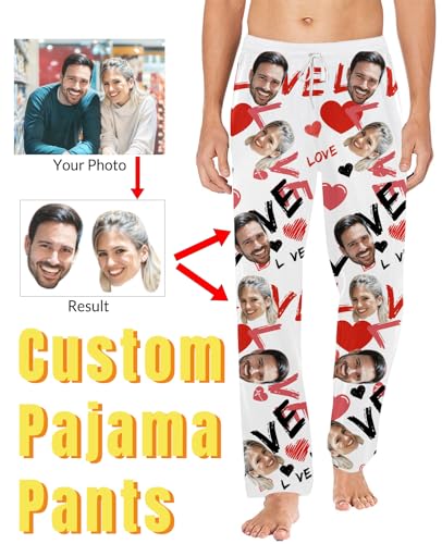 YanNanKe Personalized Face Pajama Pants with Photo for Women Men Custom Picture Sleepwear Bottom Customized Pj Pants3