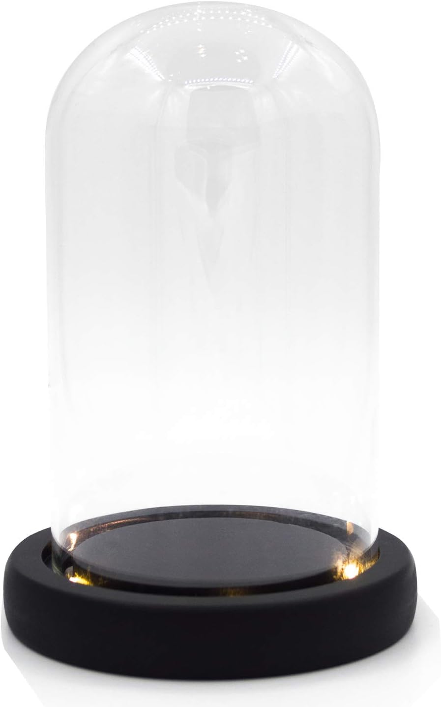 SHINEOFI Cloche En Verre Transparente 10 CM Avec Socle En Bambou, Dôme