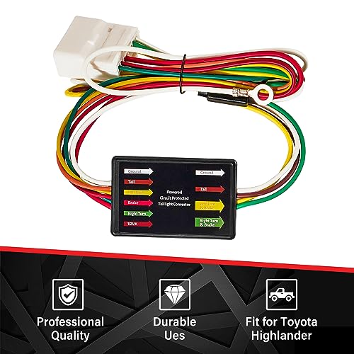 Red Wolf 4 Pin Trailer Wiring Harness Connector Adapter Compatible With Toyota Highlander 2011-2019 For Towing Trailer Add Brake/Signal Light, 4 Way Flat Cable Plug Adaptor Kit #TOP5