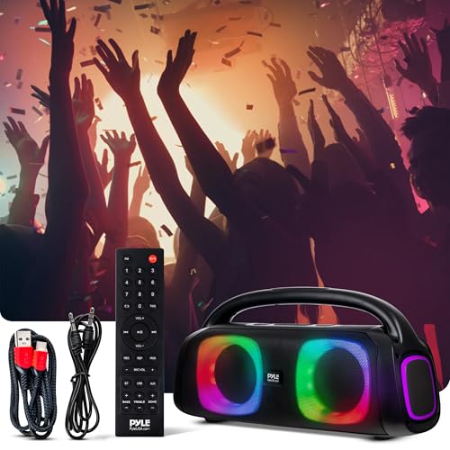 Pyle Portable Bluetooth Speaker Boombox with Dual 5&rdquo; High-Performance Wireless Speakers, 160W Power, Rechargeable Battery, Mic Priority, USB/Micro SD/AUX/FM Radio, LED Ring Light, Outdoor Speaker