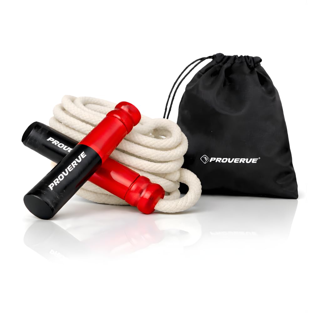 PROVERVE Tangle-Free Skipping Rope for Men, Women, and Children - Cotton Jump Rope for Gym Exercise, Workout, and Weight Loss (Pack of 1)