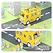 Veslier School Bus Toys with 5 Play Figures for Toddlers, Kids Car Toy with Lights ＆ Sounds, Truck with Door Opening Function ＆Stop Sign, Birthday Gift for 18M+ 2 3 4 5 Year Old Boys.