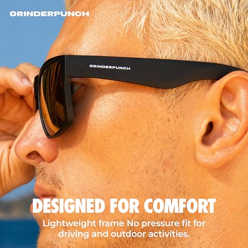 Image of grinderPUNCH XL XXL Sunglasses Men Big Head Extra Large Wide Polarized | Big Head XL XXL Regular Fit, Extra Wide Oversized Frame, Large Face, Polarized UV400 Lens, Driving Fishing Golf Sport