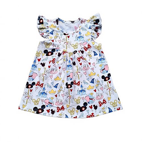 Girls Summer Fashionable Casual Flutter Dress Children's Mickey Dress2